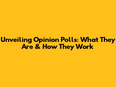 Unveiling Opinion Polls: What They Are & How They Work