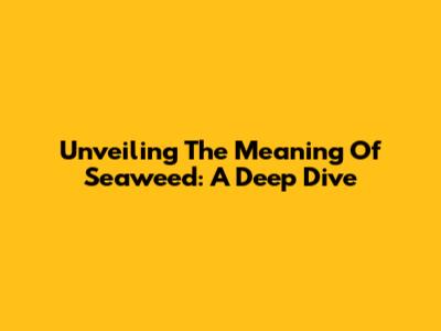 Unveiling The Meaning Of Seaweed: A Deep Dive