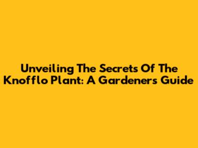 Unveiling The Secrets Of The Knofflo Plant: A Gardener's Guide