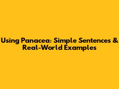 Using Panacea: Simple Sentences & Real-World Examples
