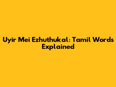 Uyir Mei Ezhuthukal: Tamil Words Explained