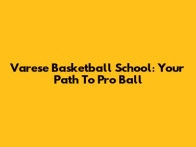 Varese Basketball School: Your Path To Pro Ball