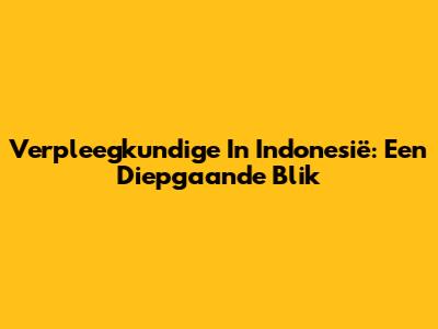 Verpleegkundige In Indonesië: Een Diepgaande Blik