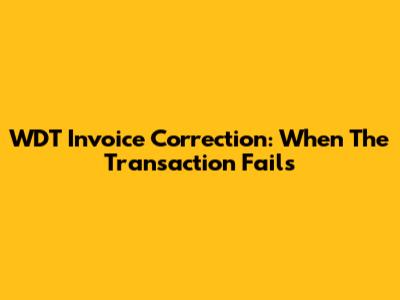 WDT Invoice Correction: When The Transaction Fails