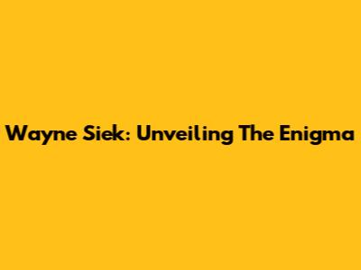 Wayne Siek: Unveiling The Enigma