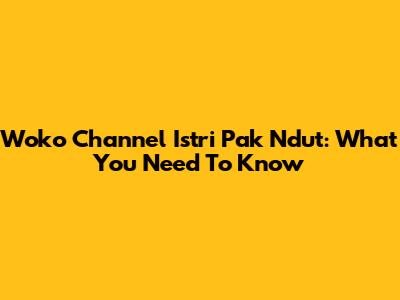 Woko Channel Istri Pak Ndut: What You Need To Know