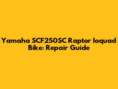 Yamaha SCF250SC Raptor Ioquad Bike: Repair Guide