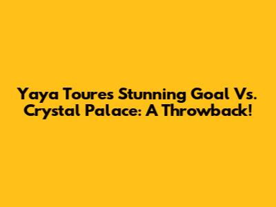 Yaya Toure's Stunning Goal Vs. Crystal Palace: A Throwback!