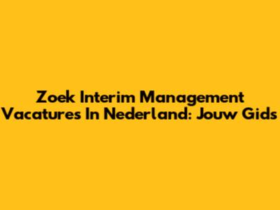 Zoek Interim Management Vacatures In Nederland: Jouw Gids